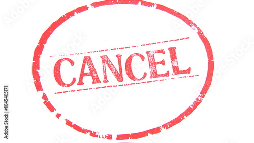 Cancel. A red stamp isolated on white background. photo