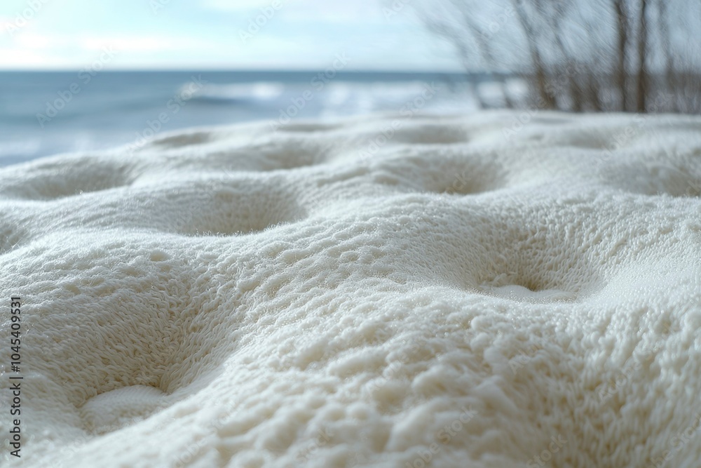 Close-Up of White Foamy Sea Waves with Blurred Background Close-Up of White Foamy Sea Waves with Blurred Background
