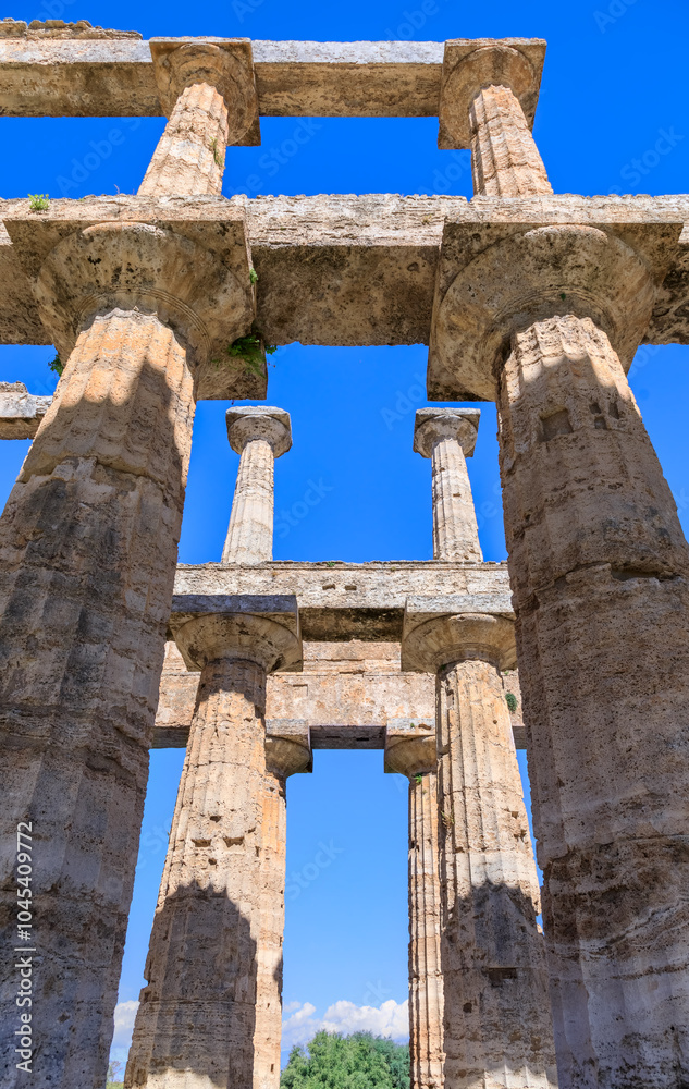 Temple of Neptune at Paestum in Italy: view across the cella. Temple of Neptune at Paestum in Italy: view across the cella.