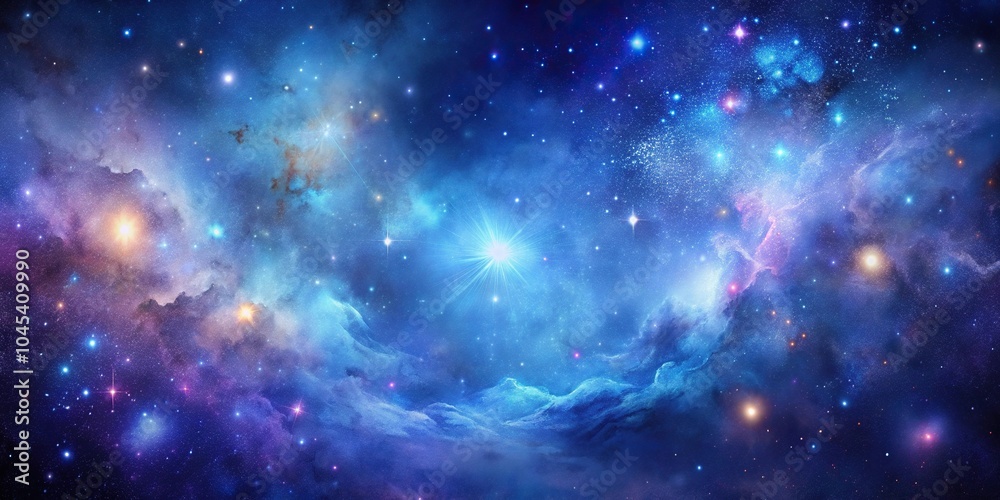 Fototapeta premium Galaxy background with intricate details of stars and galaxies in shades of blue and purple, celestial, galaxy, stellar, planetary