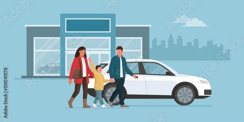 Happy family buying a new car