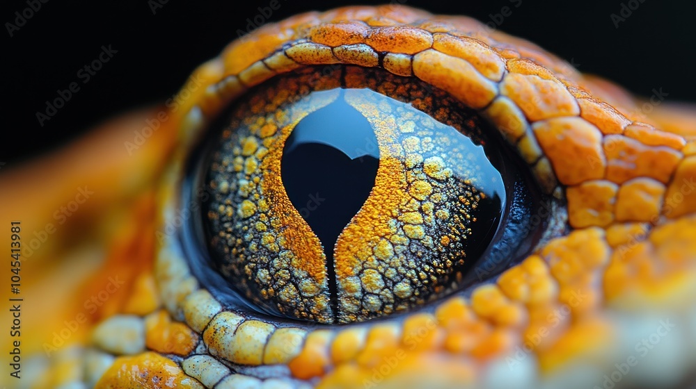 Fototapeta premium A vibrant, textured reptilian eye captivates with its stunning details
