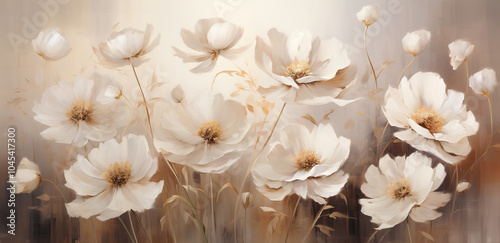 Elegant flowers in white and beige tones