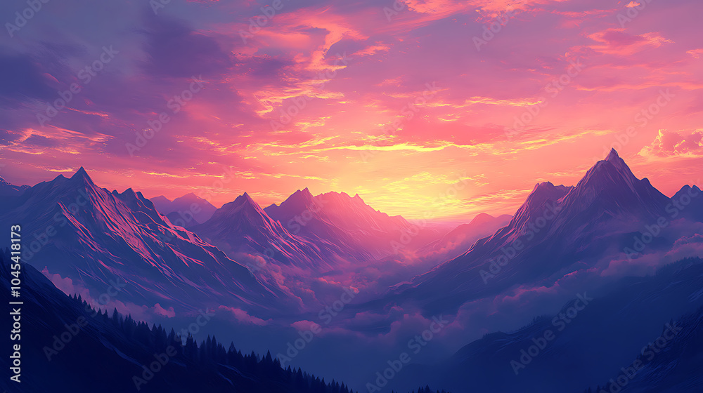 The sunset in the valley, wallpaper, a colorful natural phenomenon that is so beautiful The sunset in the valley, wallpaper, a colorful natural phenomenon that is so beautiful
