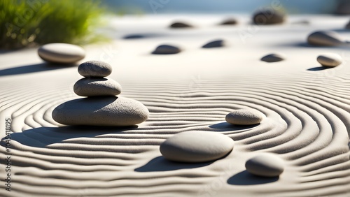 The Subtle Dance of Calmness: The Spiritual Connection Between Still Stones, Flowing Sand, and the Meditative Essence of Zen Balance
