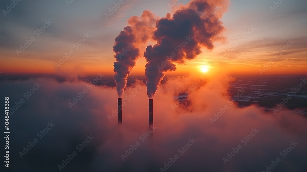 Fototapeta premium Advanced geothermal energy extraction setup in a barren landscape, drilling deep into the Earth crust for sustainable power