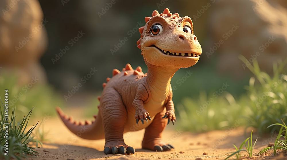Fototapeta premium cartoon character little dinosaur