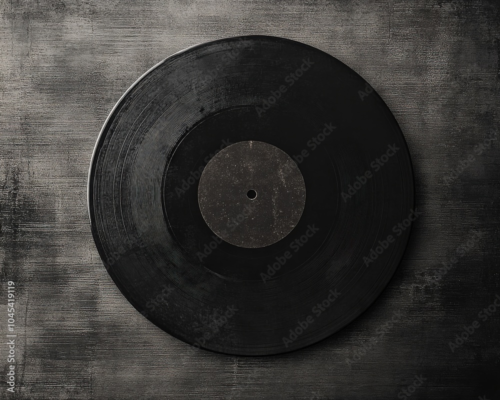 Obraz premium Vinyl Record Cover - Black Vintage Album Package with Grunge Texture