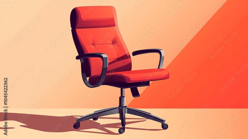 Stylish red ergonomic office chair against a colorful background. Stylish red ergonomic office chair against a colorful background.