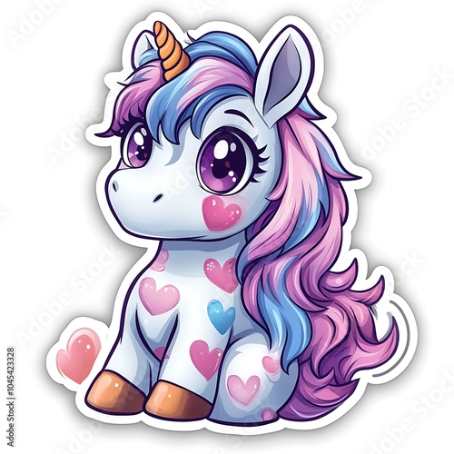 Cute Chibi Unicorn Sticker Design