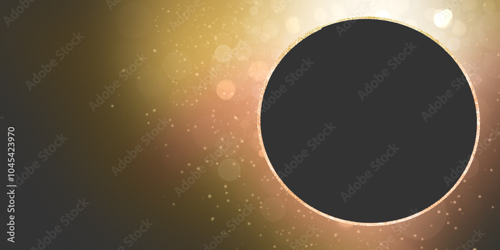 abstract golden light and glitter background with blank circle ring for Text or Image abstract golden light and glitter background with blank circle ring for Text or Image