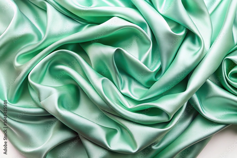 Mint green silk fabric abstract flow on white background Mint green silk fabric abstract flow on white background