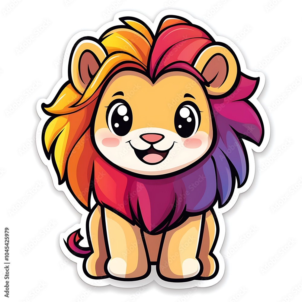 Kawaii Chibi Lion Sticker Design Kawaii Chibi Lion Sticker Design