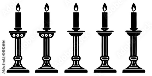 candlestick icons vector silhouette black