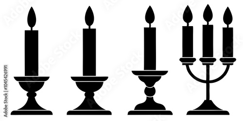 candlestick icons vector silhouette black