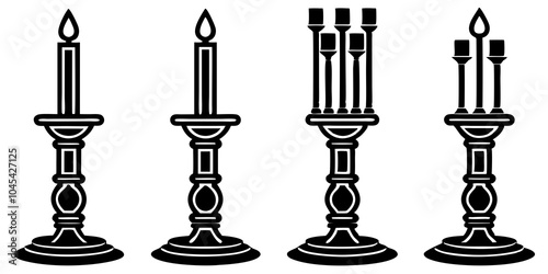 candlestick icons vector silhouette black