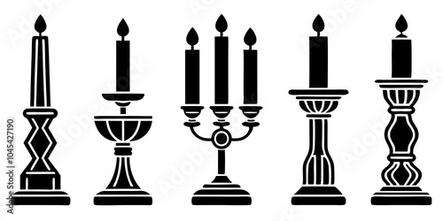 candlestick icons vector silhouette black