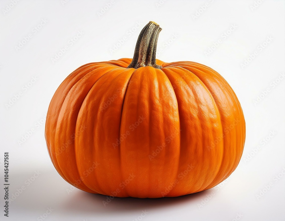 Vibrant orange pumpkin on a clean white background