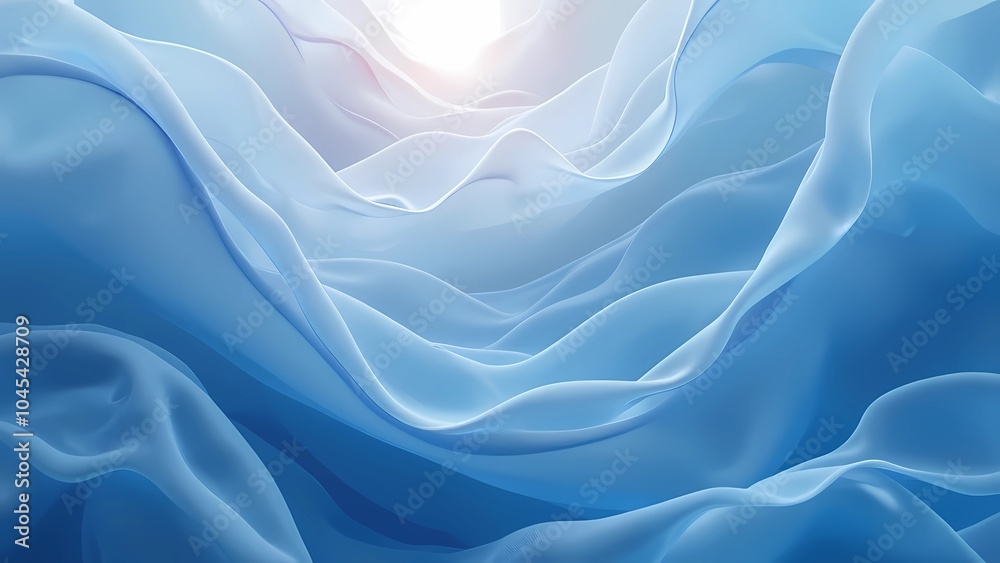 Obraz premium A glowing sun filters through a blue background, adding warmth and brightness to the tranquil scene. generative ai