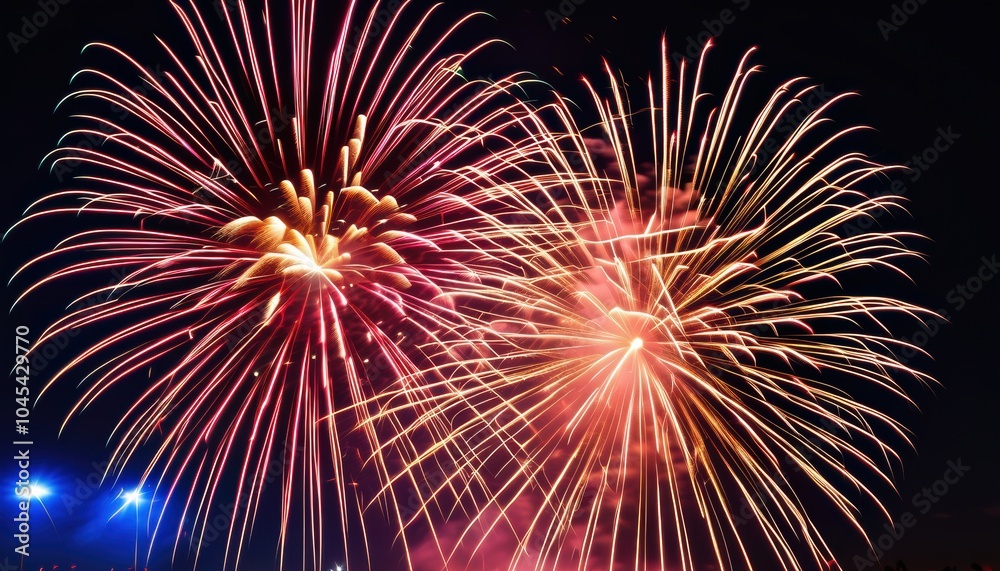 Beautiful firework display for celebration on the river Beautiful firework display for celebration on the river