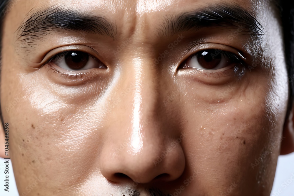 wrinkles, dark spots and signs of aging on men and woman faces, skincare, skin age dark circle eyelid dry skin eyebrows