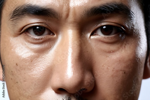 Obraz na płótnie wrinkles, dark spots and signs of aging on men and woman faces, skincare, skin age dark circle eyelid dry skin eyebrows w salonie