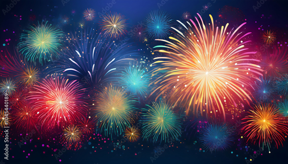 Naklejka premium abstract fireworks background room holiday text