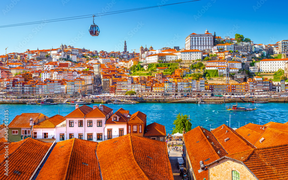 Beautiful view of the city of Porto on a beautiful summer day. Porto, Portugal