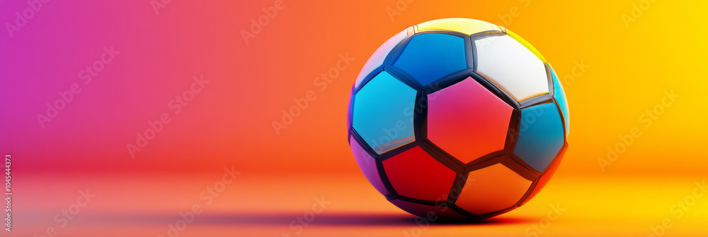 Fototapeta premium Vibrant soccer ball design on colorful gradient background for sports-themed graphics