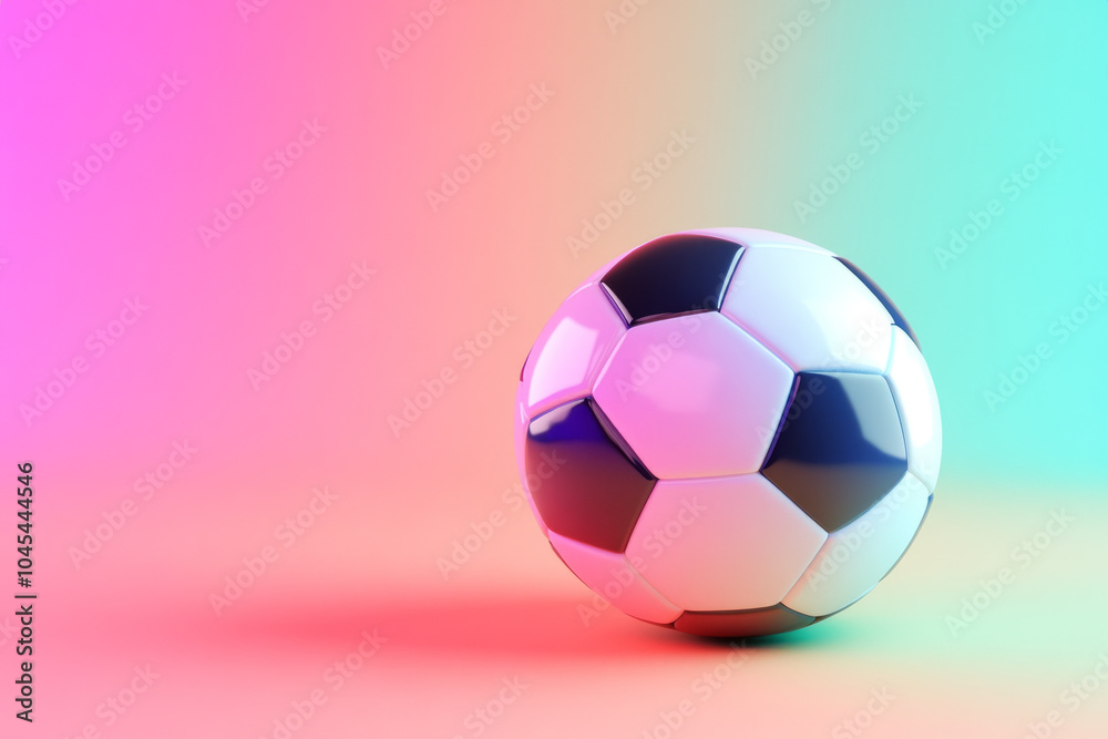 Fototapeta premium Vibrant soccer ball on colorful gradient background for sports design