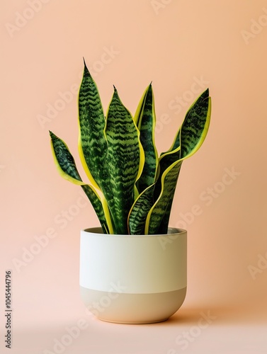 Sansevieria laurentii plant in pot isolated on color background. photo