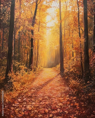 Serene Autumn Pathway Blanketed in Leaves