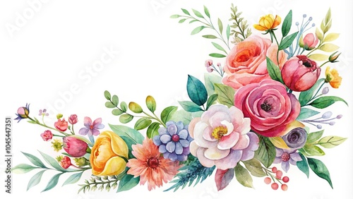 Watercolor floral bouquet arrangement in a corner