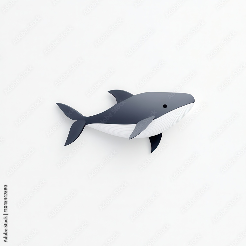 Fototapeta premium A stylized illustration of a whale, showcasing minimalistic design and a simple color palette, set against a plain background.