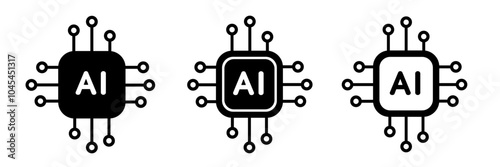 AI Icons. Artificial Intelligence Vector Illustration Icon Set.