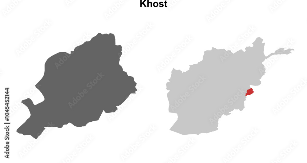 Khost province blank outline map set Khost province blank outline map set