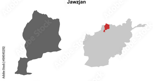 Jawzjan province blank outline map set