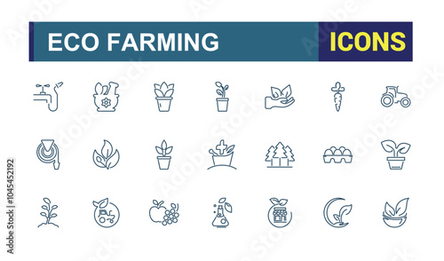Cultivation and Farming line icons set. Related to agriculture, gardening, farming, planting, farmhouse, agronomy and more. Outline icon collections. Vector illustration.