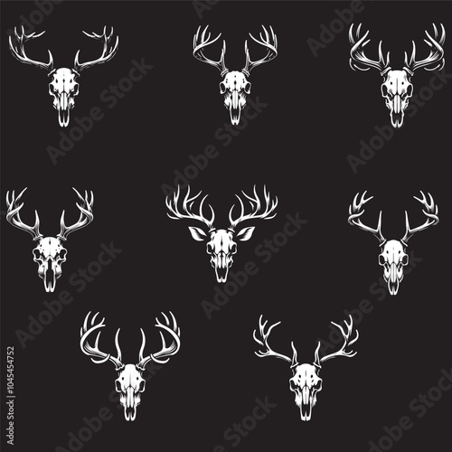 Deer skull silhouette vector 