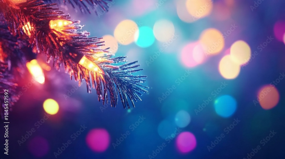 Festive Christmas tree adorned with twinkling lights Festive Christmas tree adorned with twinkling lights