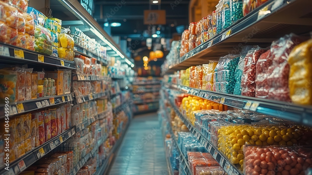 brightly lit supermarket aisle filled with a vast array of products featuring vibrant packaging and eyecatching displays inviting shoppers into a world of choices and abundance brightly lit supermarket aisle filled with a vast array of products featuring vibrant packaging and eyecatching displays inviting shoppers into a world of choices and abundance