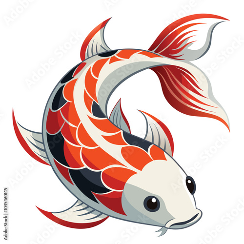 koi fish colorful vector  illustration Isolated white background.