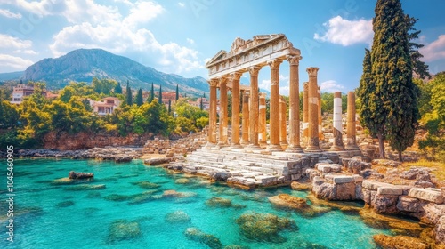 Ancient Ruins by the Sea Greece Summer Mediterranean Sea Travel History Architecture