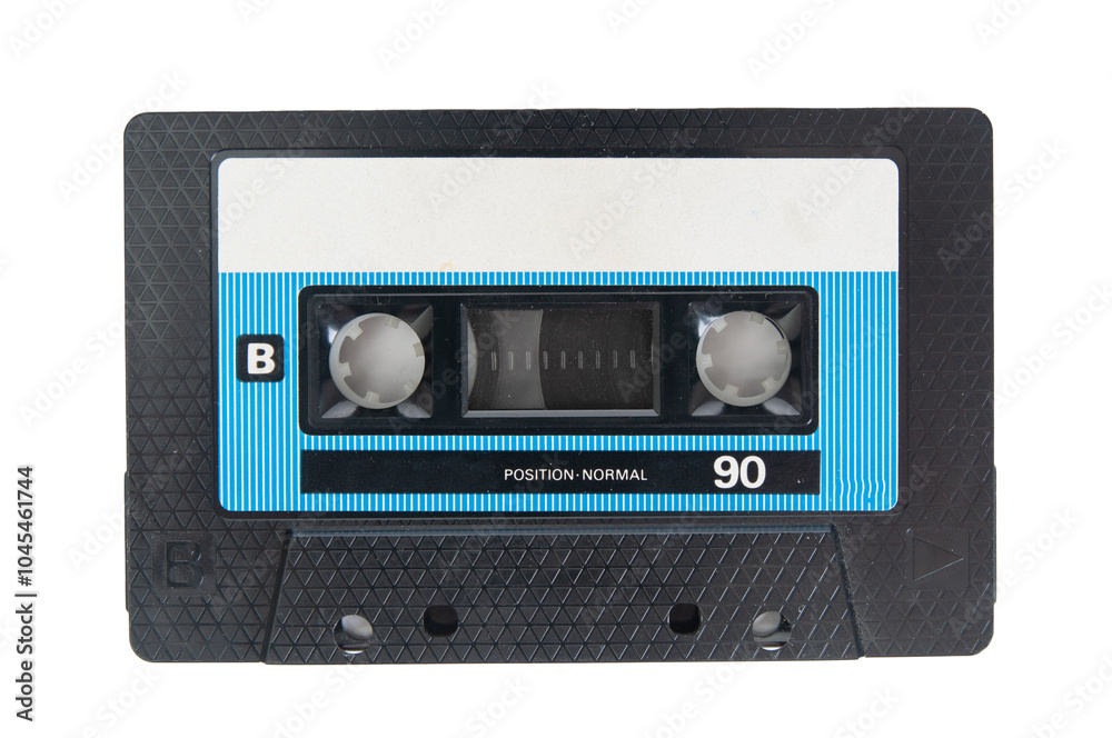 Obraz premium Old vintage audio cassette close up isolated on white background