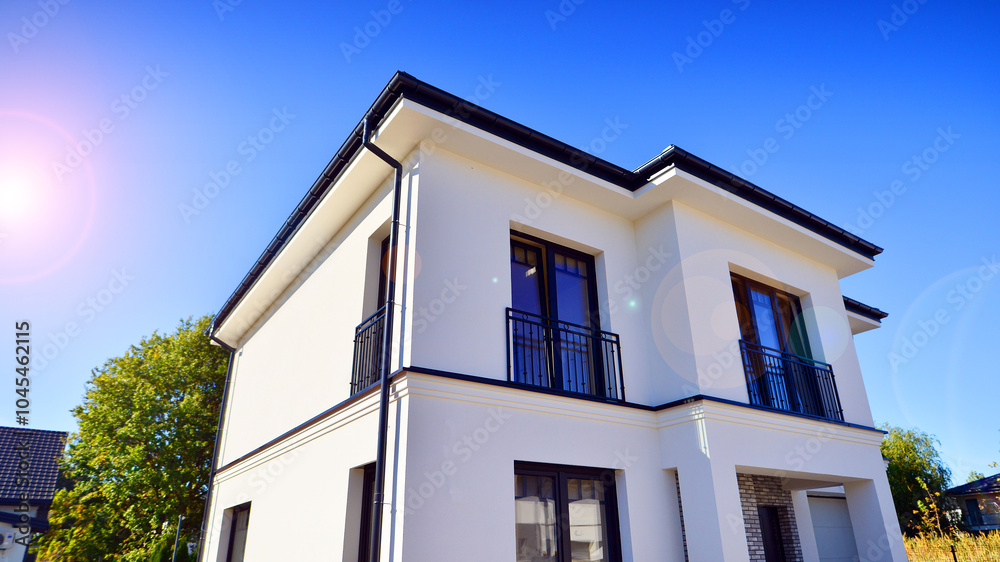 Luxury real estate single family house with modern facade. Luxury real estate single family house with modern facade.