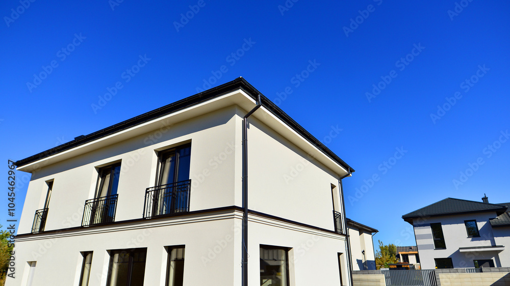 Luxury real estate single family house with modern facade. Luxury real estate single family house with modern facade.