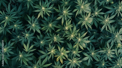 Lush Green Cannabis Plants Viewed from Above