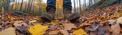 Man Wearing Rugged Boots Tr...