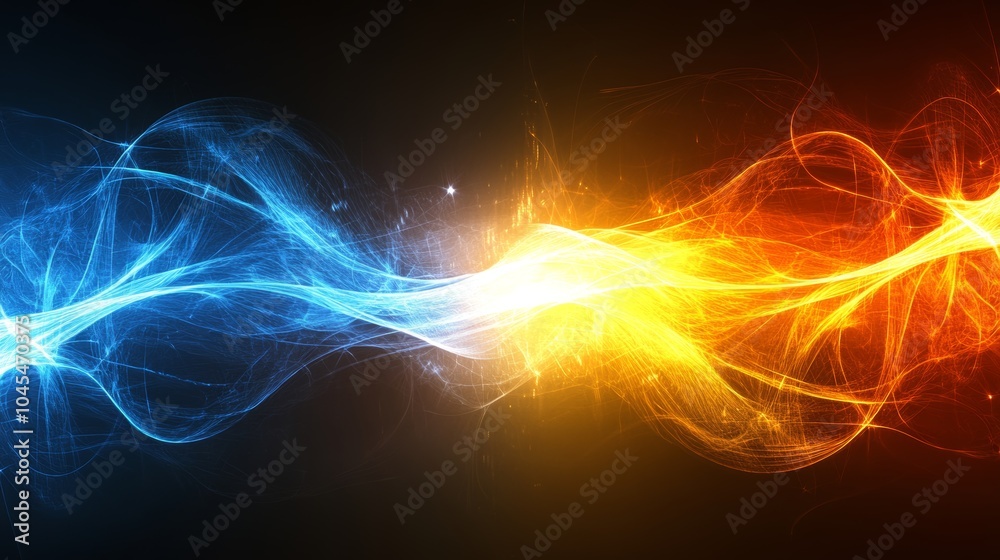 Abstract Fire and Ice Energy Waves Background Abstract Fire and Ice Energy Waves Background