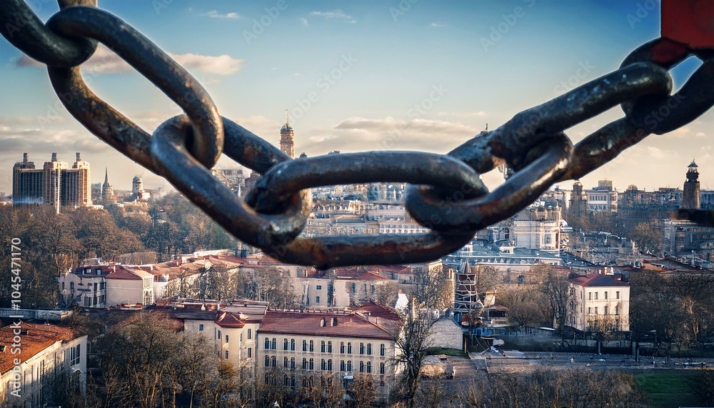 Naklejka premium Great chains holding back a great city